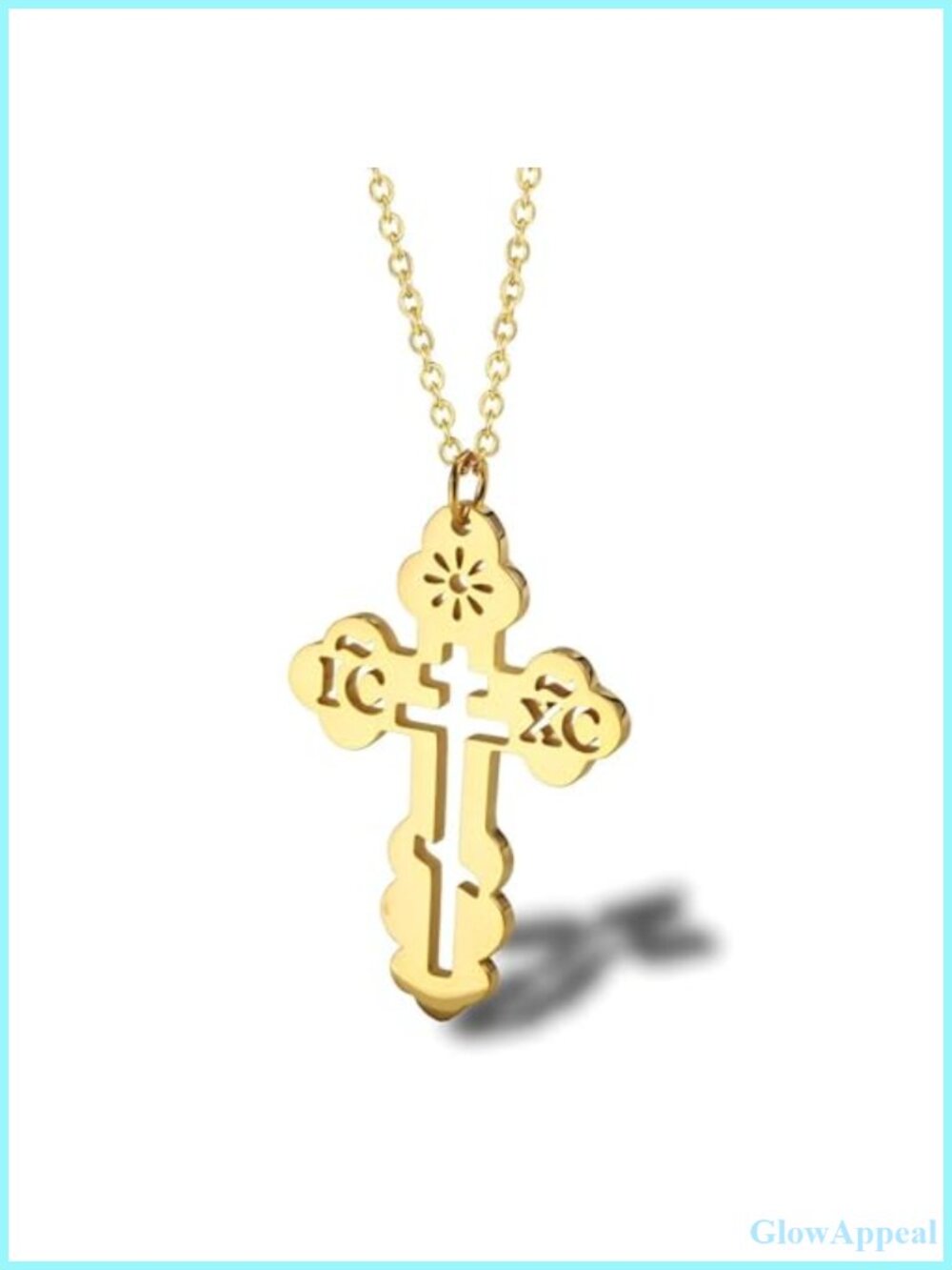 Orthodox Cross Pendant Necklace Ilya IC XC Adjustable Chain 18-20 in